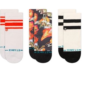 Stance Toddler  Floral and Striped Crew Socks - Set of 3 Size  1-2y